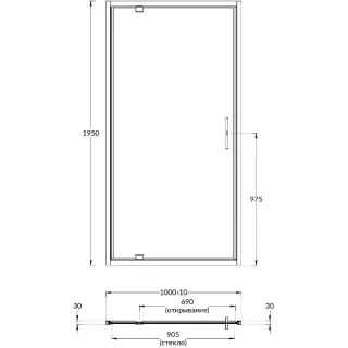 Душевая дверь Kerama Marazzi Vetro VE.100.PD.BLK.M 100 см стекло прозрачное профиль чёрный матовый